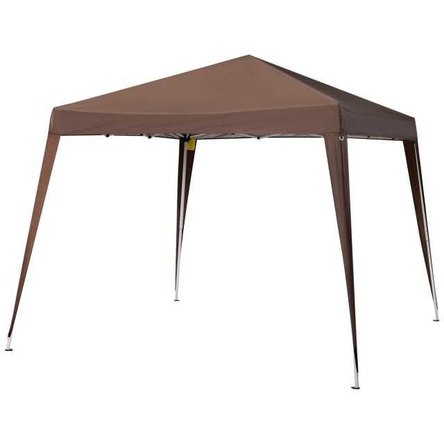 Outsunny Folding Garden Gazebo 2,4x2,4m με Χαλύβδινη Κατασκευή και Αντιανεμικά Σχοινιά, Καφέ 840-159CF