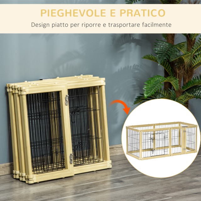 PawHut Dog Box, Pet Run, 6 πάνελ με πόρτα και διπλά μάνδαλα, 70x62cm D06-126ND