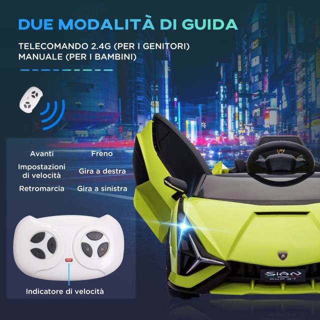 HOMCOM Ηλεκτρικό αυτοκίνητο για παιδιά Lamborghini Et? 3-5 ετών - Πράσινο 370-171V90GN