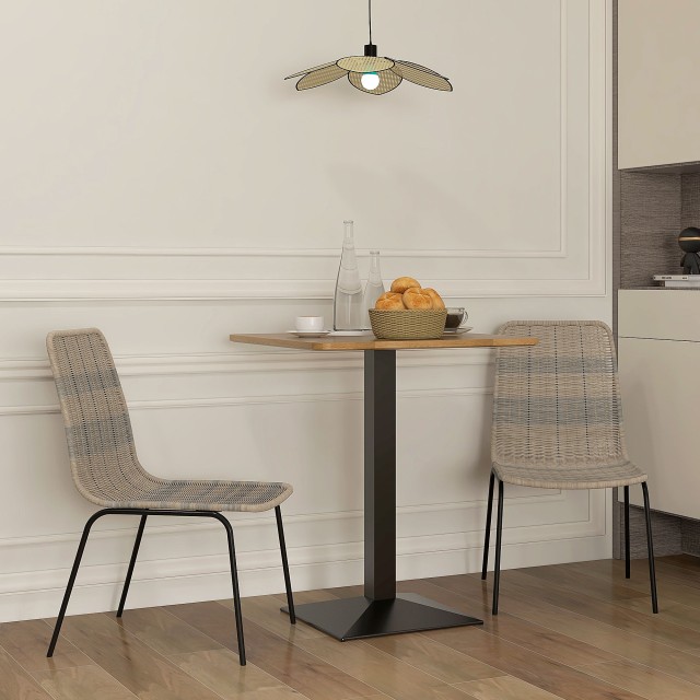 HOMCOM Σετ 2 καρέκλες τραπεζαρίας Boho Chic Style με Χαμηλή Πλάτη και κάλυμμα PE Rattan, κίτρινο 83A-134V00YL
