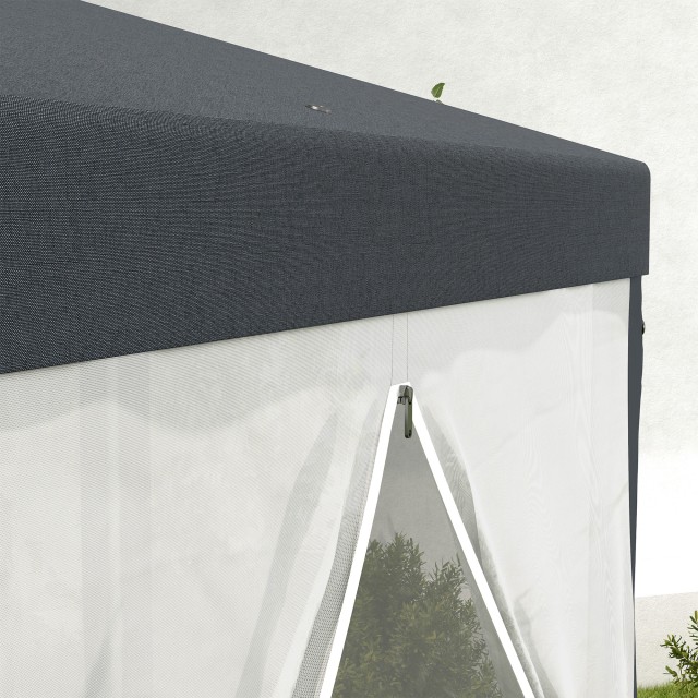 Outsunny Hexagonal Garden Gazebo με Διπλή Είσοδο, σε Μέταλλο και Πολυεστέρα, 3,94x3,94x2,5 m, Γκρι 84C-044V02CG