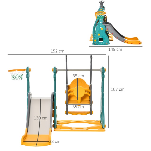 HOMCOM 18 Months-3 Years Baby Slide με ρυθμιζόμενη κούνια και καλάθ...