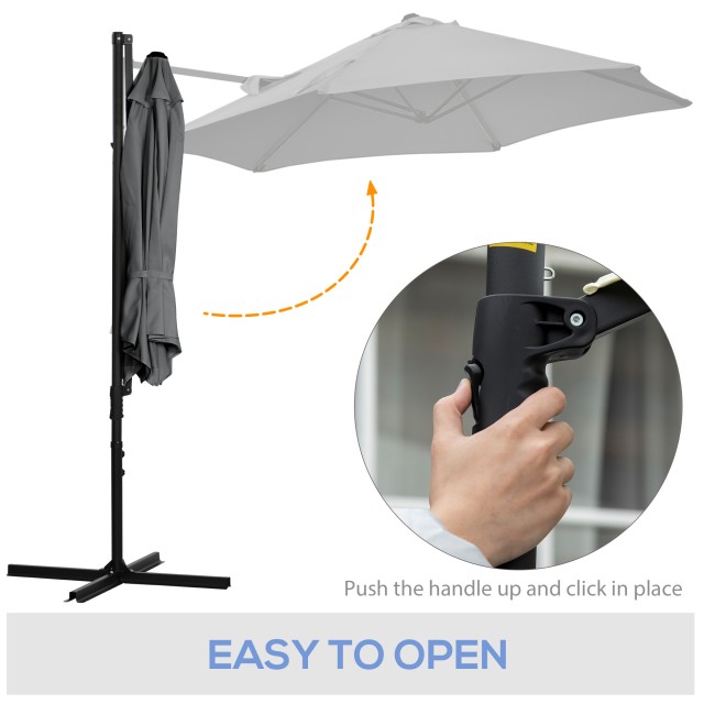 Outsunny Garden Parasol με περιστροφή 360° και πολυεστερικό κουβούκ...