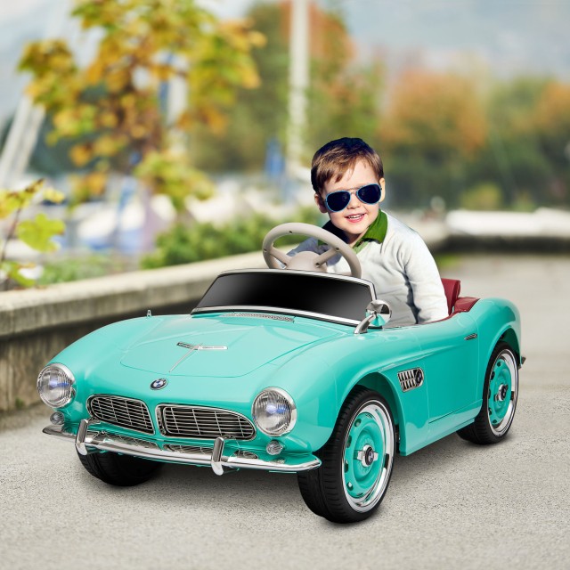 HOMCOM Electric Ride-On Toy Car για Παιδιά με 2 Πόρτες με άδεια BMW 507, με κόρνα και τηλεχειριστήριο, 115x55x47 cm, πράσινο 370-305V90GN