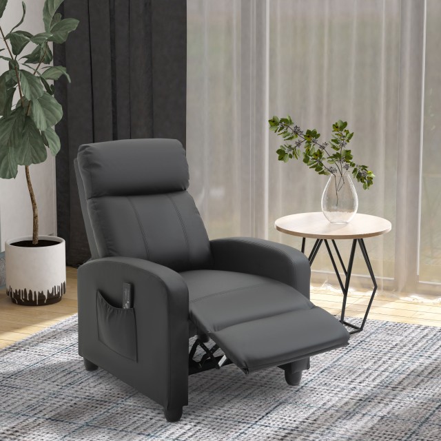 Καρέκλα μασάζ HOMCOM Relax με τηλεχειριστήριο και 8 προγράμματα, ανάκλιση και υποπόδιο, 68x88x98cm, Μαύρο 700-143V90BK