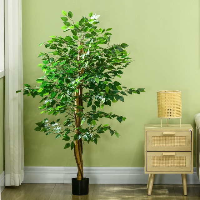 HOMCOM Τεχνητό Φυτό Ficus Ύψος 150 cm για χρήση σε εσωτερικούς και ...