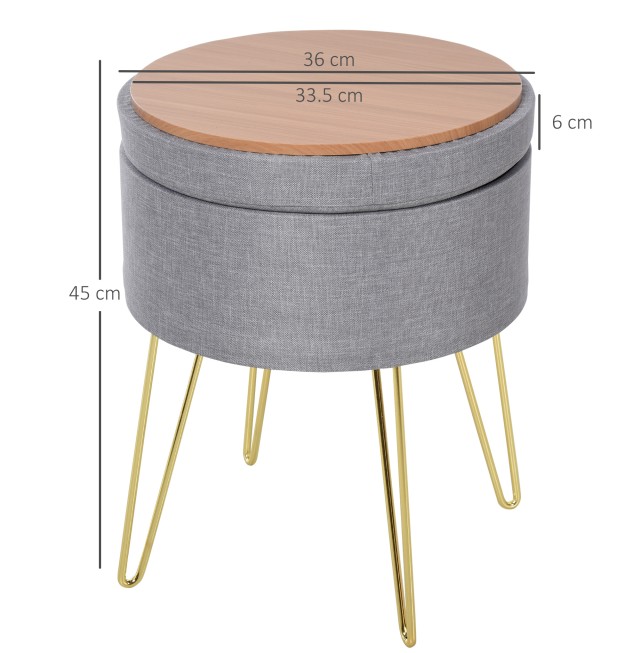 HOMCOM 2 in 1 Storage Ottoman με λειτουργία σκαμπό και τραπεζάκι σα...