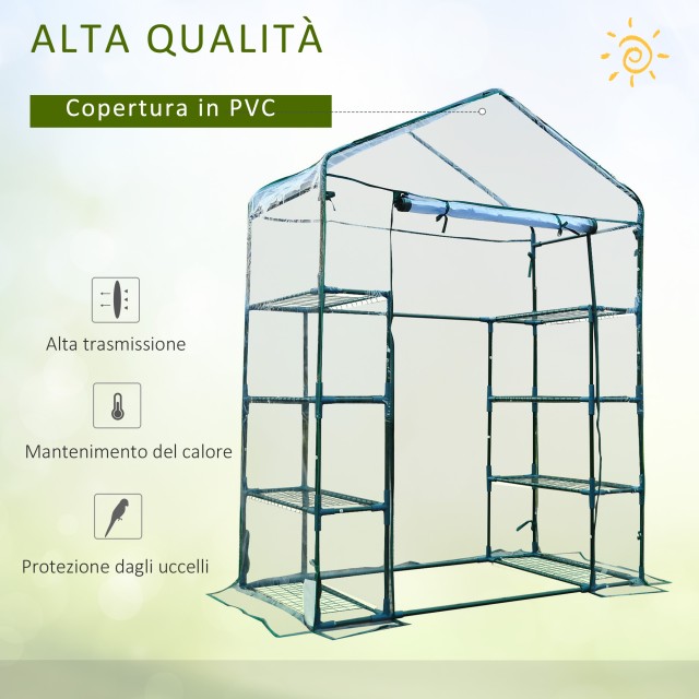 Μεταλλικό Θερμοκήπιο με 8 Ράφια 143 x 73 x 195 cm Outsunny 01-0482
