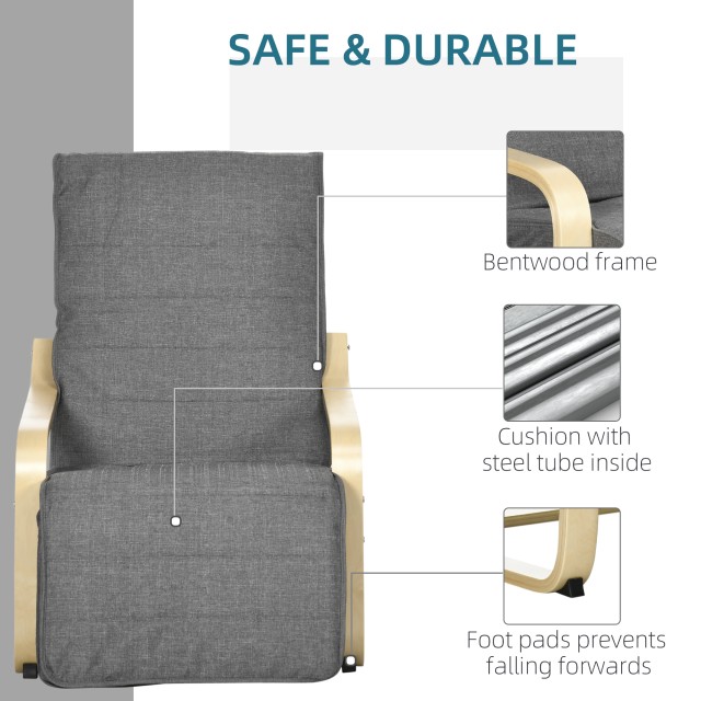 Πολυθρόνα HOMCOM Relax με υποπόδιο και προσκέφαλο 5 επιπέδων σε ξύλ...