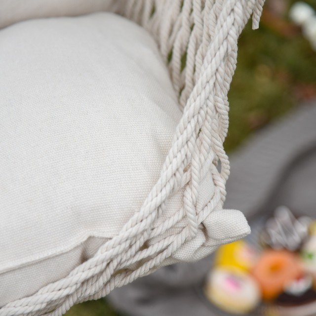 Κούνια Outsunny Hammock με επένδυση με σχοινί για εσωτερικούς και εξωτερικούς χώρους, λευκό 84A-192