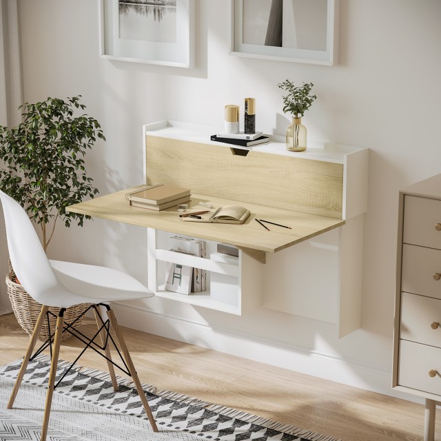 Επιτοίχιο Πτυσσόμενο Ξύλινο Γραφείο 100 x 18 x 74 cm HOMCOM 836-533