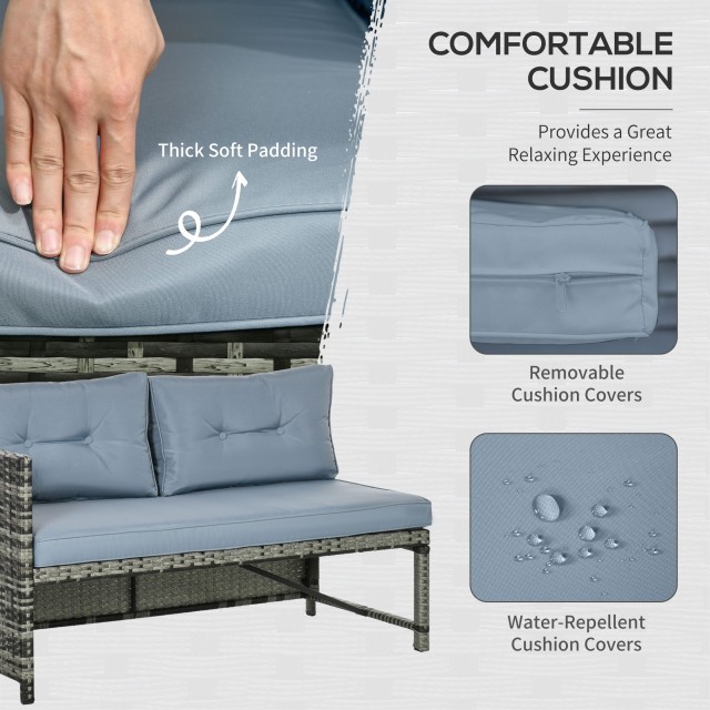 Σετ σαλονιού Outsunny Garden με Loveseat, Chaise Longue και PE Ratt...