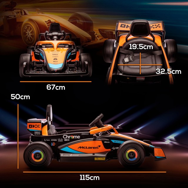 AIYAPLAY Electric Ride-On Toy Car για παιδιά 3-5 ετών με άδεια McLaren, Τηλεχειριστήριο και Κόρνα, 115x67x50 cm, Πορτοκαλί 370-322V90OG