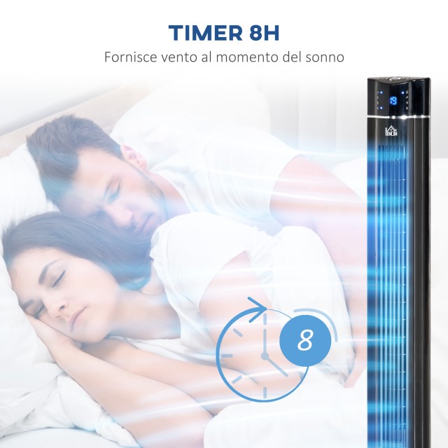 Ανεμιστήρας στήλης HOMCOM 60W με 3 ταχύτητες, 3 λειτουργίες και χρονοδιακόπτη 8 ωρών, σε ABS, Ø32x106,8 cm, Μαύρο 824-043V90