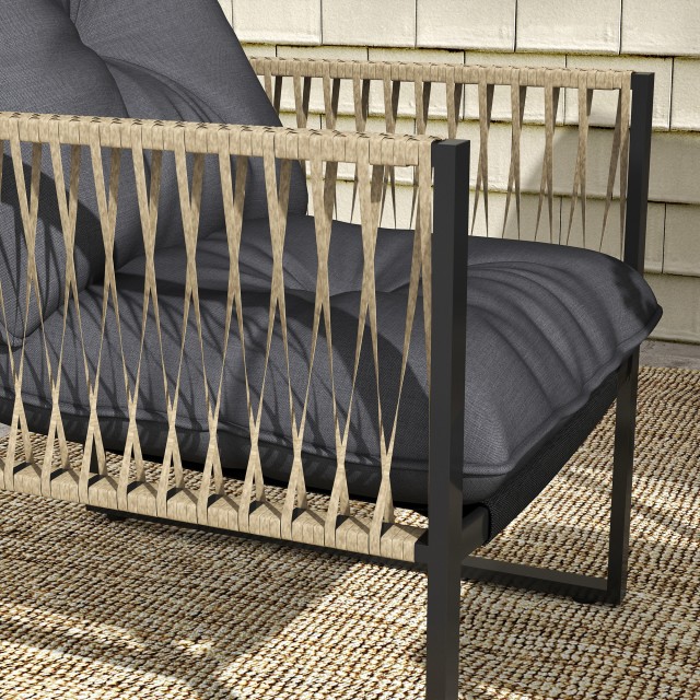 Outsunny Σετ κήπου Rattan 4 τεμαχίων με καναπέ, 2 καρέκλες και τραπεζάκι σαλονιού, γκρι και καφέ 860-326V01CG