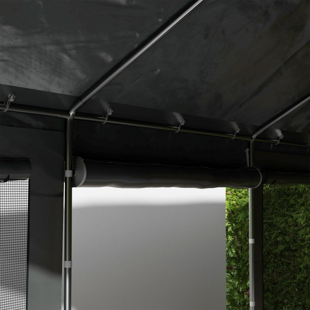 Outsunny Gazebo για αυτοκίνητα και πάρτι με ρυθμιζόμενο ύψος, 4 πόρτες και 4 παράθυρα, 6x3m σκούρο γκρι 84C-442V00CG