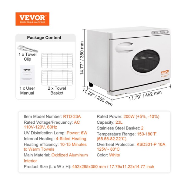 Θερμαντήρας Πετσετών 23 Lt 200 W VEVOR MJJRJBS23LJR1G3TCV2