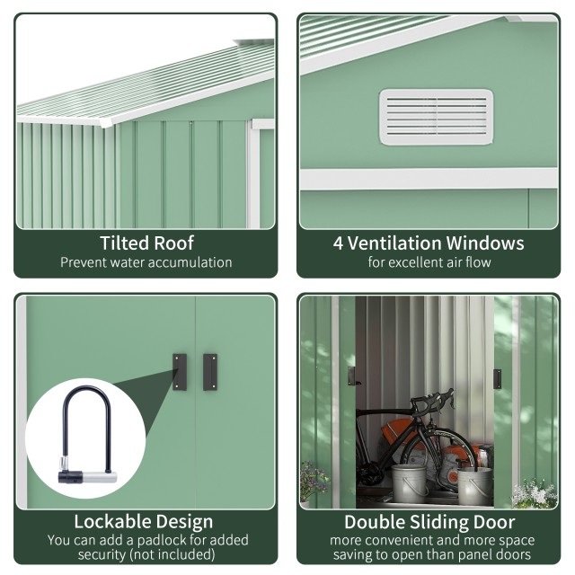 Υπόστεγο κήπου από λαμαρίνα Outsunny με συρόμενες πόρτες, 213x130x1...