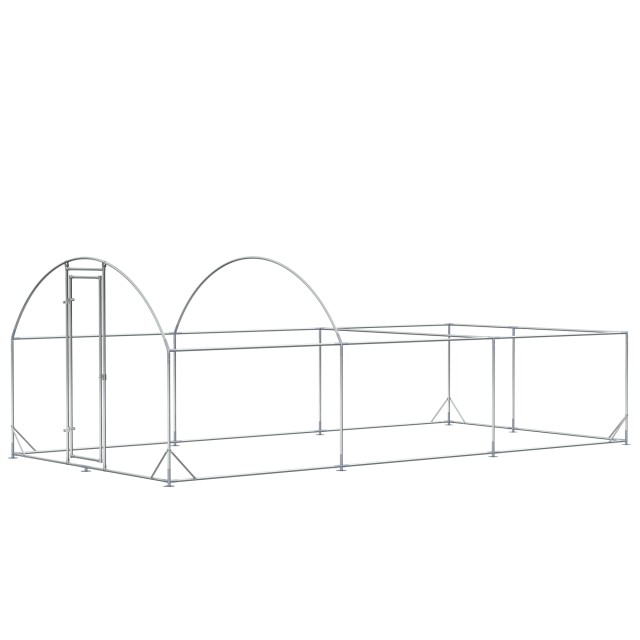 PawHut Outdoor Steel Chicken Run με κάλυμμα PE με προστασία UV, 570x280cm D51-341V00SR