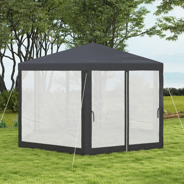 Outsunny Hexagonal Garden Gazebo με Διπλή Είσοδο, σε Μέταλλο και Πολυεστέρα, 3,94x3,94x2,5 m, Γκρι 84C-044V02CG