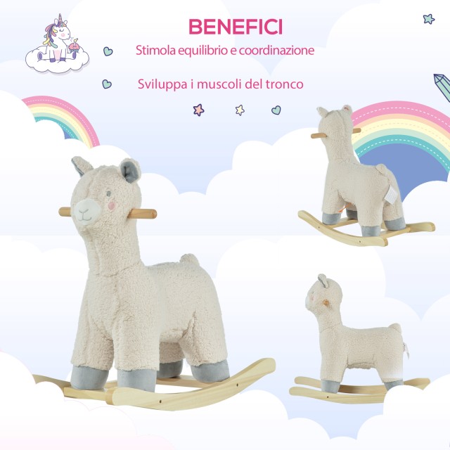 Κουνιστή πολυθρόνα HOMCOM σε σχήμα Alpaca για μωρά 36-72 μηνών - Κρ...