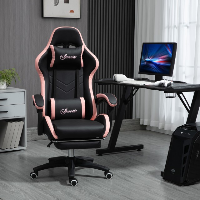 Καρέκλα παιχνιδιών Vinsetto Pink and Black με ρυθμιζόμενο ύψος και ανακλινόμενη πλάτη, 65x65x121-129 cm 921-618V00BK