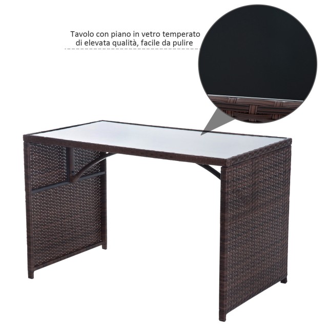 Outsunny Rattan Σετ Έπιπλα Κήπου 5τμχ Τραπεζαρία 4 Καρέκλες με Μαξιλάρια 861-012