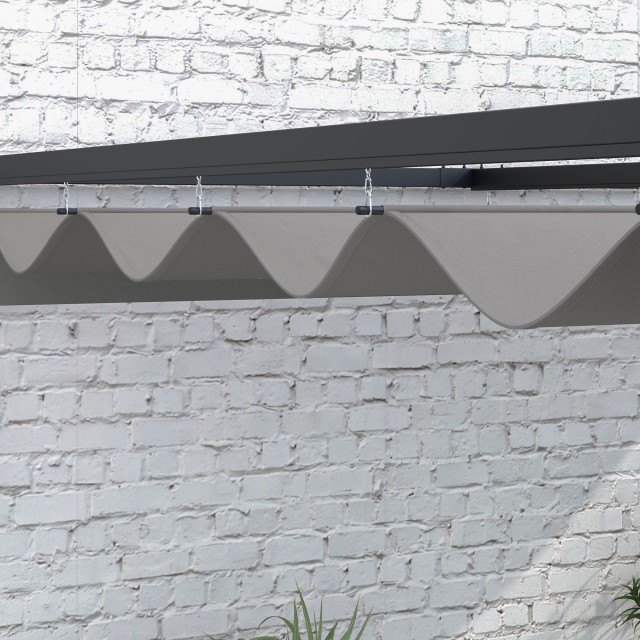 Outsunny Pergola Gazebo 3x4 m με αναδιπλούμενη οροφή και τρύπες αποστράγγισης, σε ατσάλι και πολυεστέρα, γκρι 84C-470V02CG