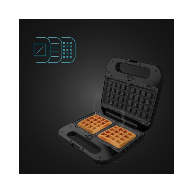 Τοστιέρα - Σαντουιτσιέρα - Βαφλιέρα 3 σε 1 800 W RocknToast 1000 Cecotec CEC-03203