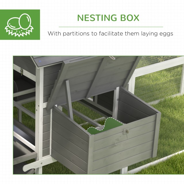Pawhut Garden Chicken Coop με κοτέτσι, ράμπα και ανοιχτό χώρο, 310,5x149,5x149cm, γκρι D51-150V01GY