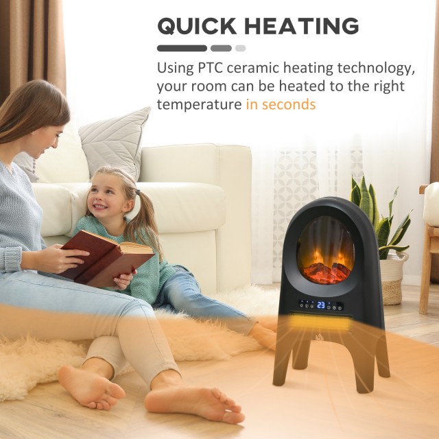 HOMCOM Fan Heater 3 Λειτουργίες Θέρμανσης με 3 Ρυθμιζόμενες Θερμοκρασίες, 33,7x25,5x60,4 cm, Μαύρο 820-318V90BK