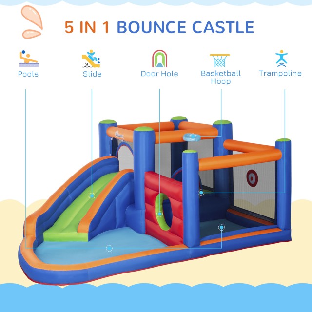 Outsunny Bouncy Castle για παιδιά 3-8 ετών με τσουλήθρα, τραμπολίνο και πισίνα, 380x340x170 cm 342-059V90