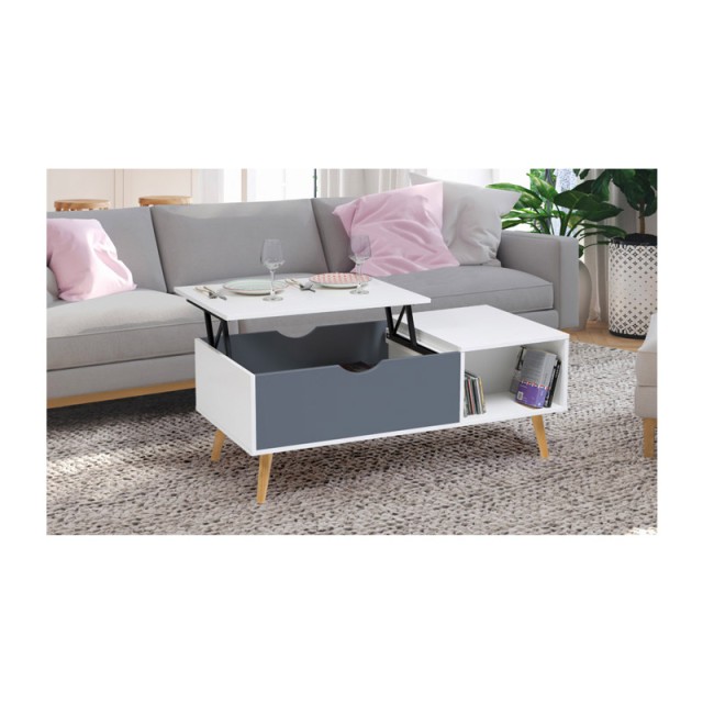 Τραπέζι Σαλονιού με Ρυθμιζόμενο Ύψος 110 x 55 x 43 cm Χρώματος Γκρι...