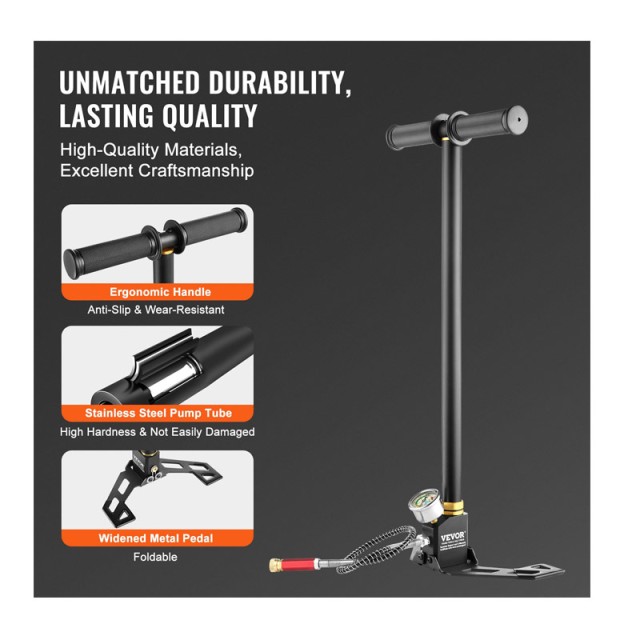 Τρόμπα Δαπέδου / Χειρός PCP για Πιστόλι Αέρα 3 Σταδίων 4500 PSI VEV...