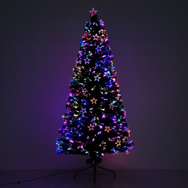 Χριστουγεννιάτικο Δέντρο 180 cm με 27 Φωτάκια LED Οπτικές Ίνες και 230 Κλαδιά HOMCOM 02-0794