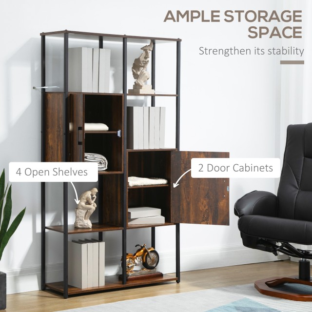 Βιβλιοθήκη HOMCOM Industrial Style με 4 ράφια και 2 ντουλάπια, 90x30x159,5cm, Μαύρο και Καφέ 836-522