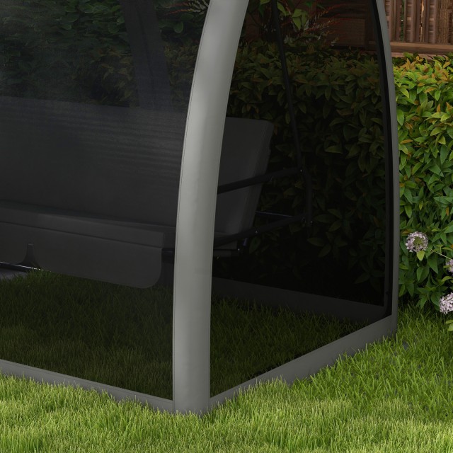 Outsunny Garden Swing 2 σε 1 Μετατρέψιμο σε κρεβάτι με μαξιλάρια και κουνουπιέρα, 240x140x197 cm, γκρι 84A-063V01CG