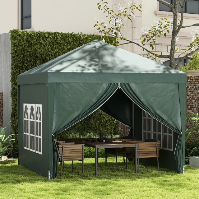 Outsunny Gazebo 3x3 m Waterproof Steel Garden με υφασμάτινο κάλυμμα Oxford, πράσινο 84C-430V00GN