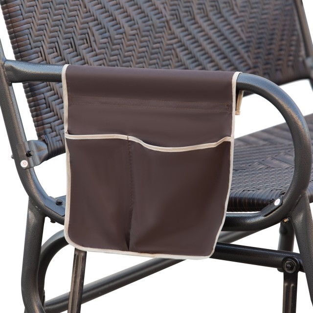 Outsunny 2θέσιος πάγκος κουνίσματος κήπου σε Rattan με πλαϊνές τσέπες 867-076
