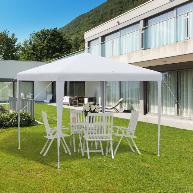 Outsunny Garden Gazebo με ατσάλινο πλαίσιο για εξωτερικούς και εσωτερικούς χώρους, 2,7x2,7m Λευκό 84C-432V00WT