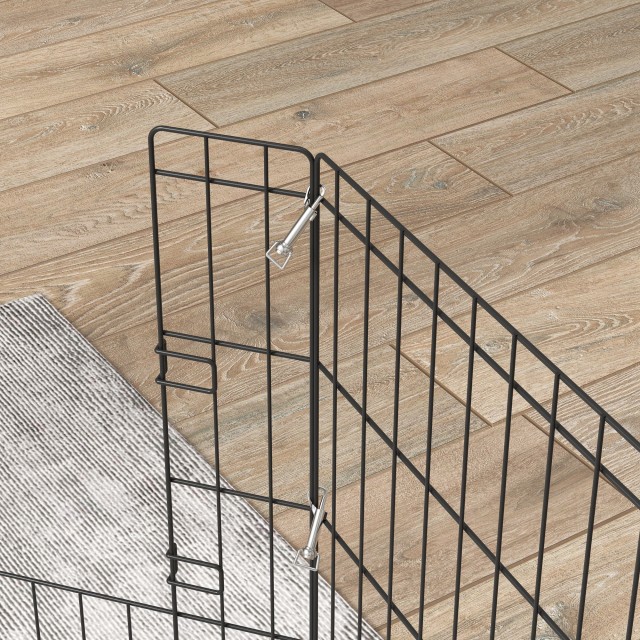 PawHut Outdoor and Indoor Dog Run με 8 Διχτυωτές Πάνελ και Πόρτα, 61 x 61 cm, Μαύρο D06-019V01BK