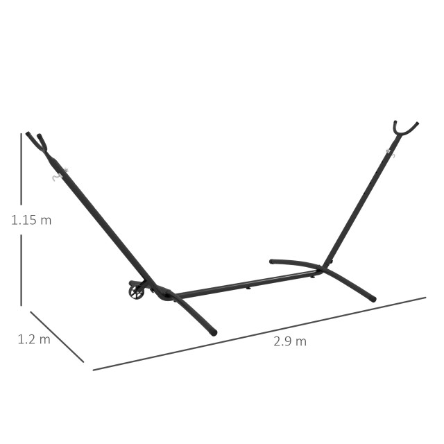 Βάση Outsunny Hammock 330 cm max με 6 τρύπες και ρόδες, Μεταλλικό, 290x120x115 cm, Μαύρο 84A-319V00BK