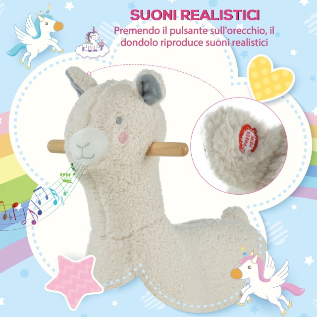 Κουνιστή πολυθρόνα HOMCOM σε σχήμα Alpaca για μωρά 36-72 μηνών - Κρ...