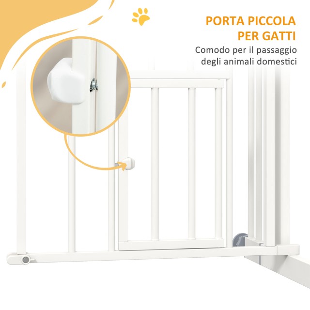 PawHut Dog Gate για Μικρά και Μεσαία Μεγέθη με Αυτόματο Κλείσιμο, σε Ατσάλι και PA, 74-100x76 cm, Λευκό D06-212V01WT