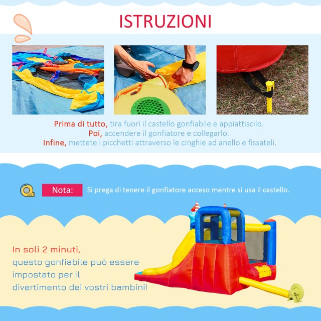 Outsunny 4-σε-1 Bouncy Castle για παιδιά 3-8 ετών, τσουλήθρα και πισίνα, 265x260x200 cm 342-054V90