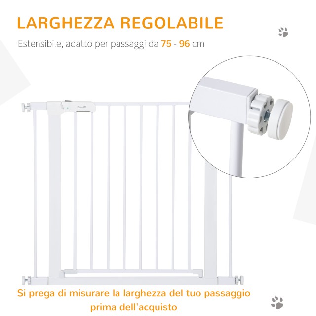 PawHut Dog Safety Gate, Push-Fit Ρυθμιζόμενο Πλάτος 75-96cm D06-043V01