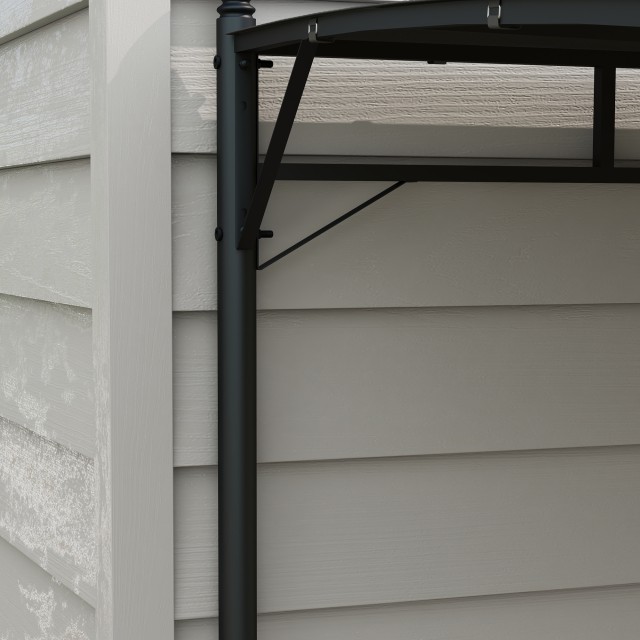 Outsunny Pergola Gazebo με 3 οπές αποστράγγισης, σε μέταλλο και πολυεστέρα, 400x296x200/262 cm, σκούρο γκρι 84C-471V00CG