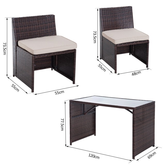Outsunny Rattan Σετ Έπιπλα Κήπου 5τμχ Τραπεζαρία 4 Καρέκλες με Μαξιλάρια 861-012
