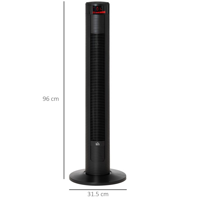 Ανεμιστήρας Tower 45W με 4 λειτουργίες και 3 ταχύτητες με χρονοδιακόπτη 12 ωρών, σε ABS, 31,5x31,5x96 cm, Μαύρο 824-051V91BK