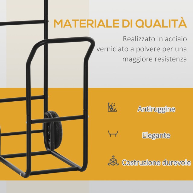 Outsunny Steel Log Cart με 2 ρόδες για εσωτερικούς και εξωτερικούς χώρους, 77x42x105cm, Μαύρο 842-237
